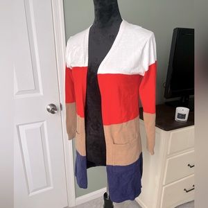 ECOWISH Womens Cardigan Color Block Striped Draped Kimono